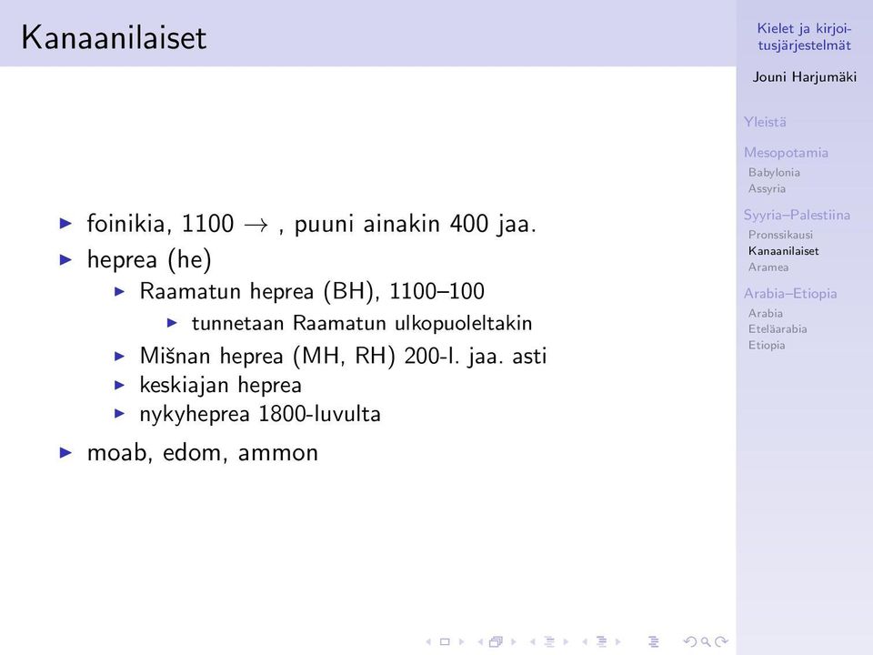 Raamatun ulkopuoleltakin Mišnan heprea (MH, RH) 200-l.