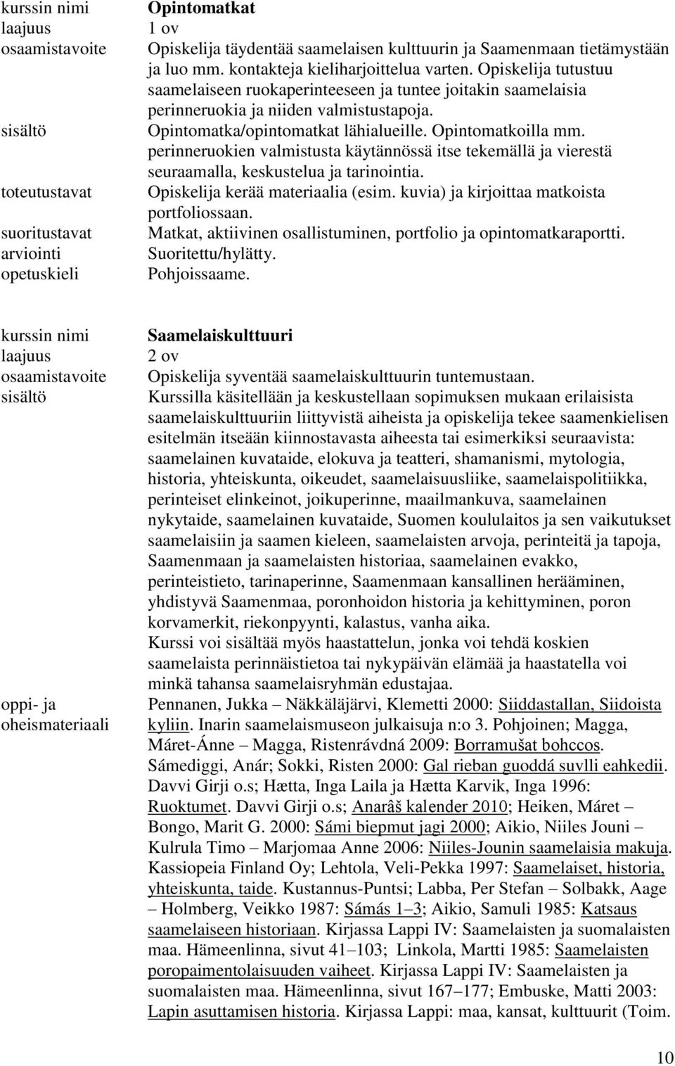 perinneruokien valmistusta käytännössä itse tekemällä ja vierestä seuraamalla, keskustelua ja tarinointia. Opiskelija kerää materiaalia (esim. kuvia) ja kirjoittaa matkoista portfoliossaan.