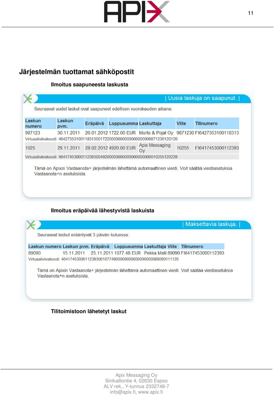 laskusta Ilmoitus eräpäivää