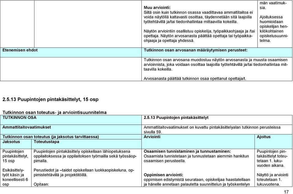 Ajoituksessa huomioidaan opiskelijan henkilökohtainen opiskelusuunnitelma.