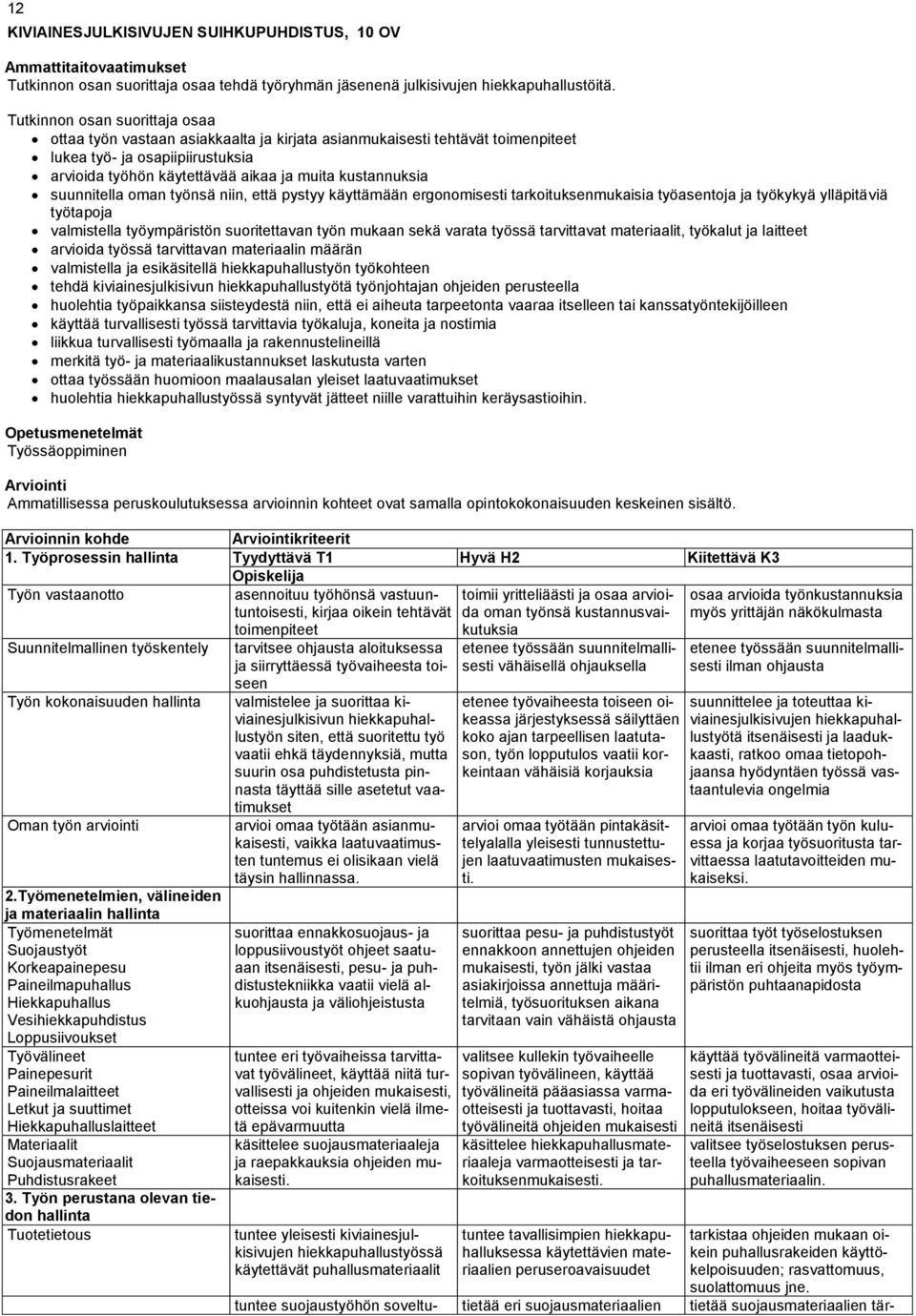 suunnitella oman työnsä niin, että pystyy käyttämään ergonomisesti tarkoituksenmukaisia työasentoja ja työkykyä ylläpitäviä työtapoja valmistella työympäristön suoritettavan työn mukaan sekä varata