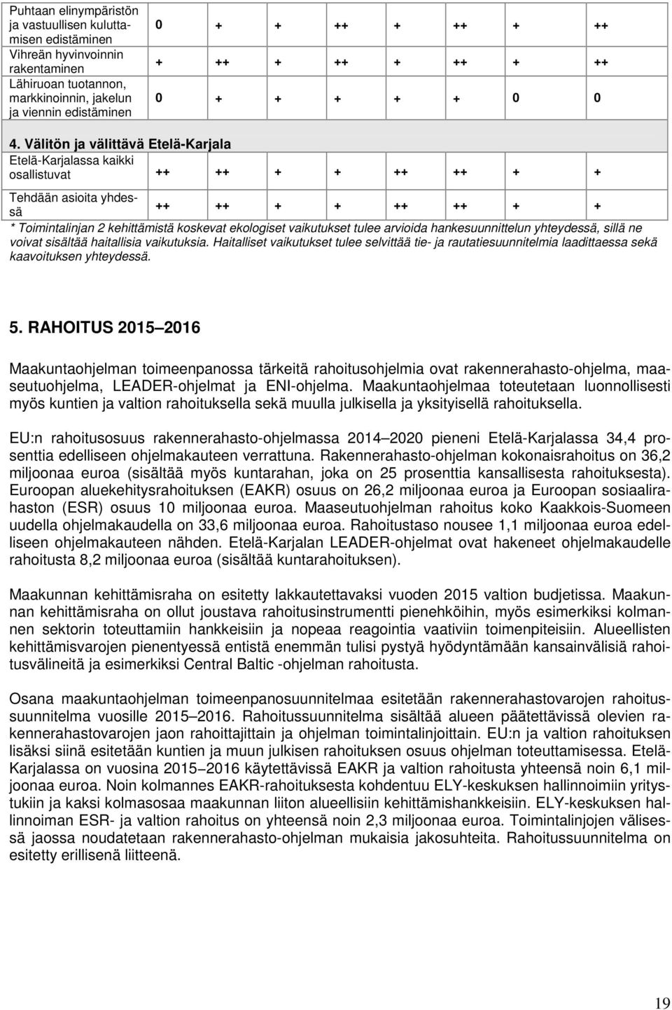 Välitön ja välittävä Etelä-Karjala Etelä-Karjalassa kaikki osallistuvat ++ ++ + + ++ ++ + + Tehdään asioita yhdessä ++ ++ + + ++ ++ + + * Toimintalinjan 2 kehittämistä koskevat ekologiset vaikutukset