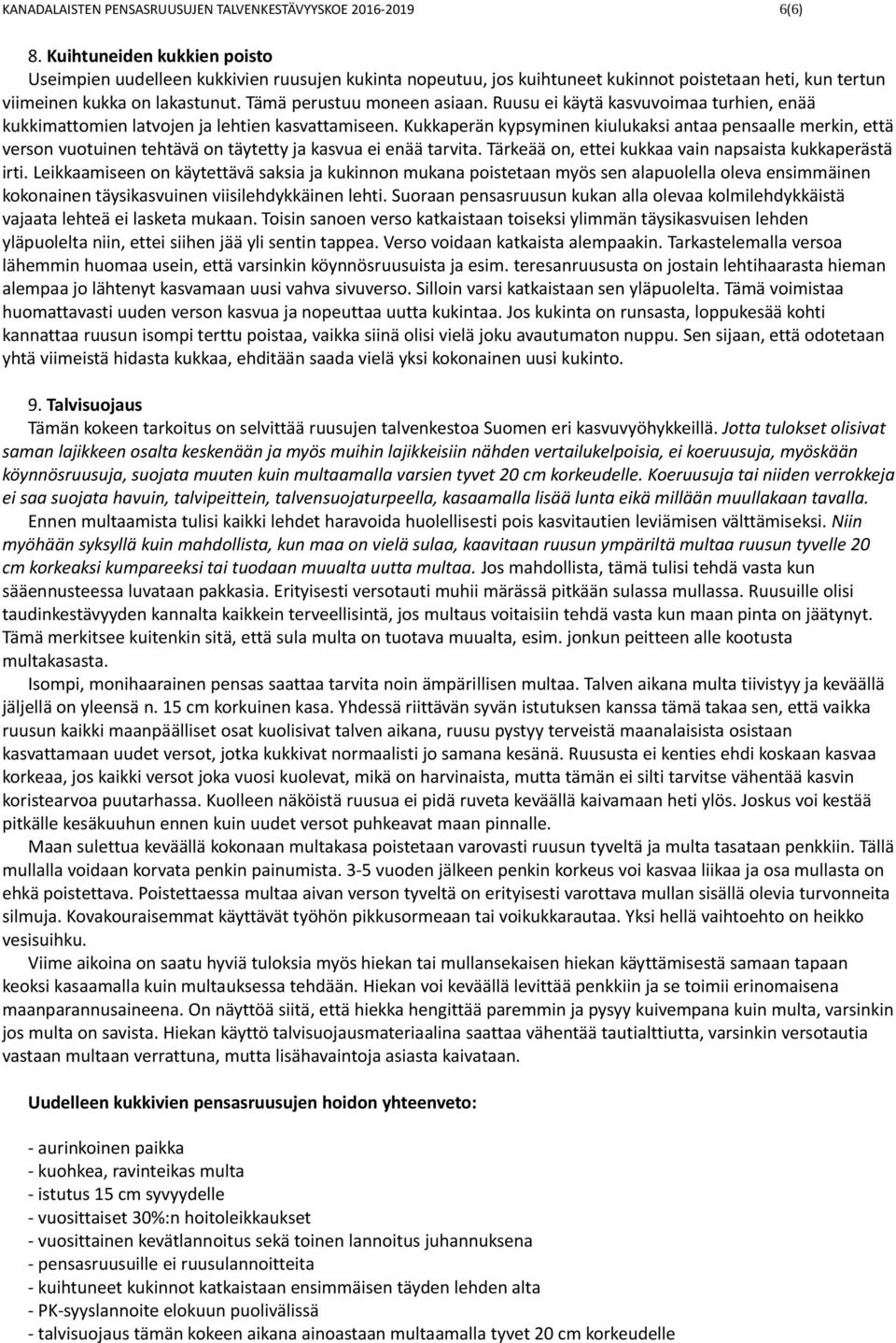 Ruusu ei käytä kasvuvoimaa turhien, enää kukkimattomien latvojen ja lehtien kasvattamiseen.