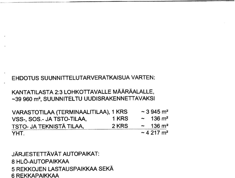 VSS-, SOS.- JA TSTO-TILAA, 1 KRS ~ 136 m2 TSTO- JA TEKNISTÄ TILAA, 2 KRS ~ 136 m2 YHT.