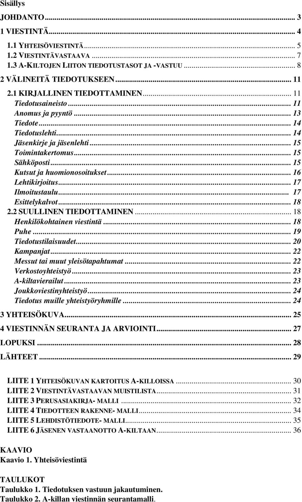 .. 15 Kutsut ja huomionosoitukset... 16 Lehtikirjoitus... 17 Ilmoitustaulu... 17 Esittelykalvot... 18 2.2 SUULLINEN TIEDOTTAMINEN... 18 Henkilökohtainen viestintä... 18 Puhe... 19 Tiedotustilaisuudet.