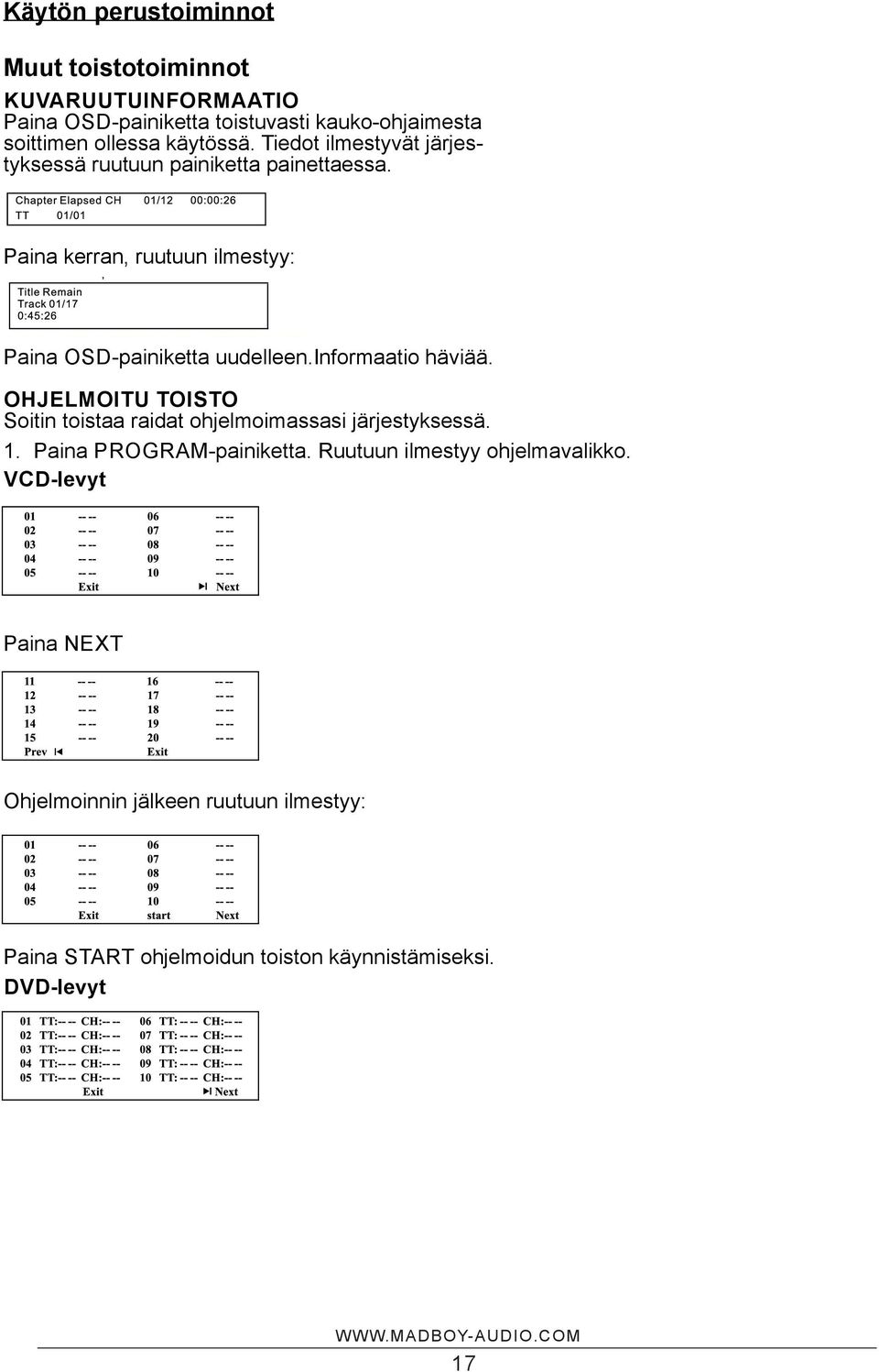 Paina kerran, ruutuun ilmestyy: Paina OSD-painiketta uudelleen.informaatio häviää.