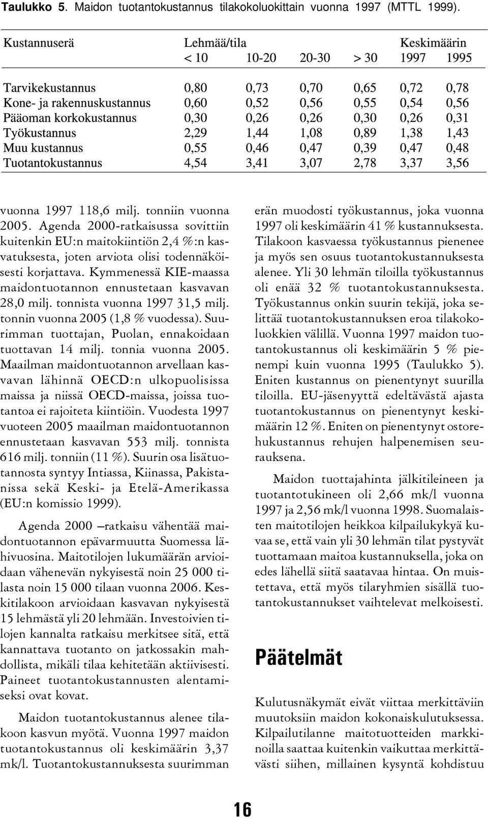 Kymmenessä KIE-maassa maidontuotannon ennustetaan kasvavan 28,0 milj. tonnista vuonna 1997 31,5 milj. tonnin vuonna 2005 (1,8 % vuodessa). Suurimman tuottajan, Puolan, ennakoidaan tuottavan 14 milj.