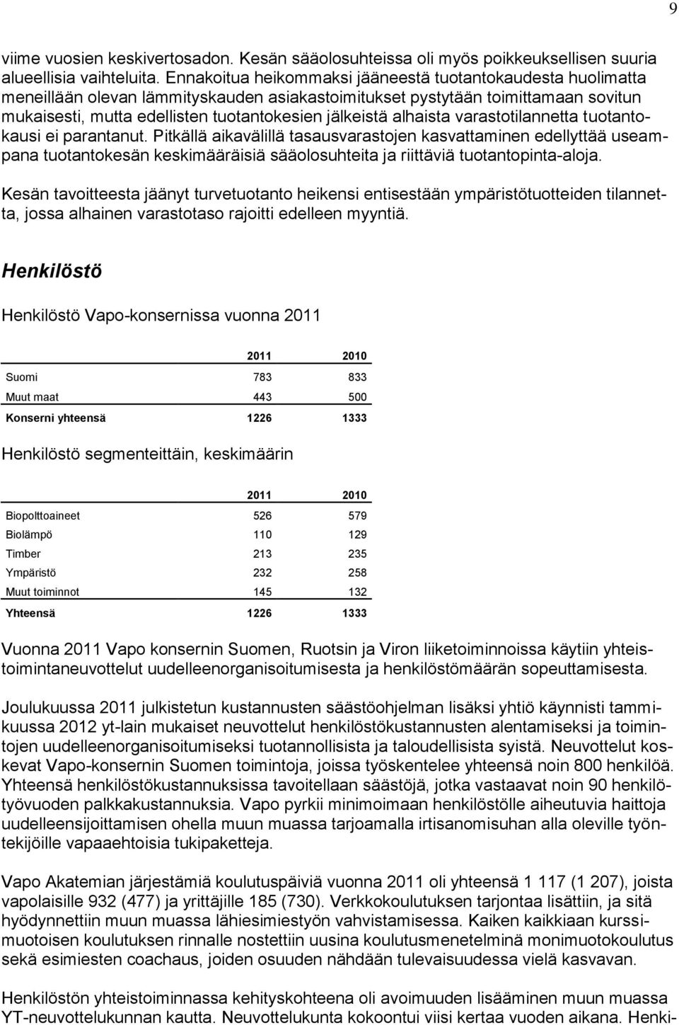 alhaista varastotilannetta tuotantokausi ei parantanut.