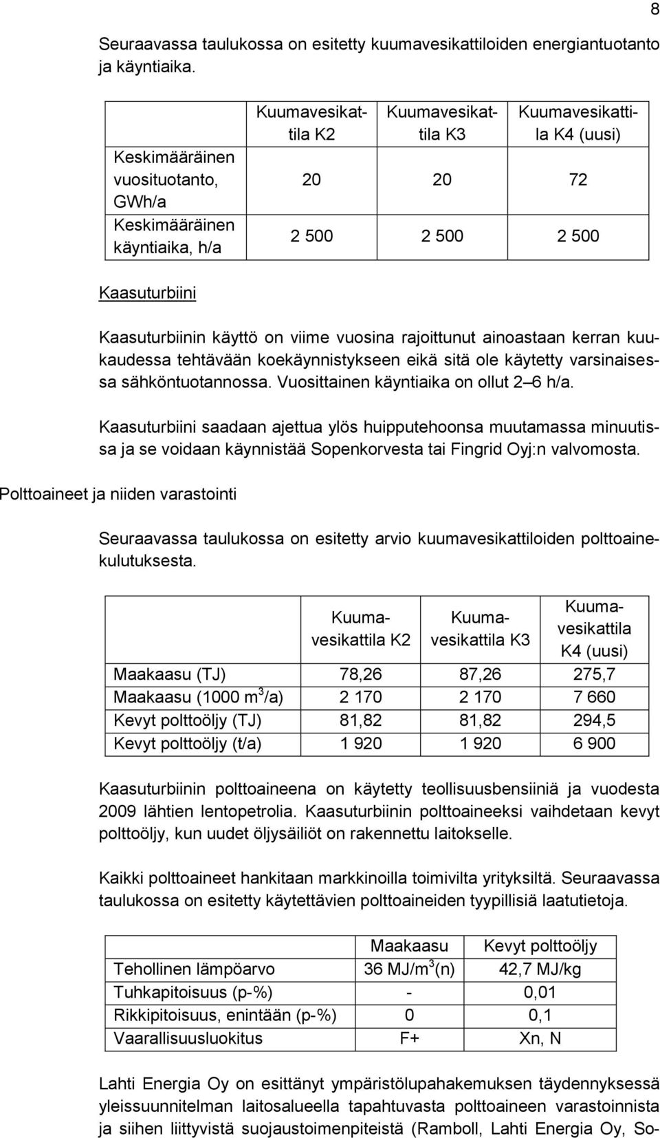 on viime vuosina rajoittunut ainoastaan kerran kuukaudessa tehtävään koekäynnistykseen eikä sitä ole käytetty varsinaisessa sähköntuotannossa. Vuosittainen käyntiaika on ollut 2 6 h/a.