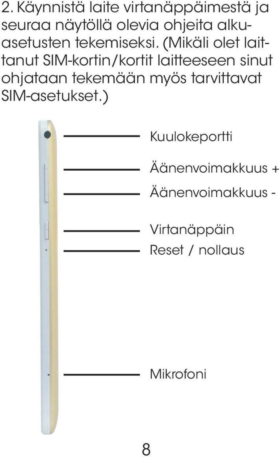 (Mikäli olet laittanut SIM-kortin/kortit laitteeseen sinut ohjataan