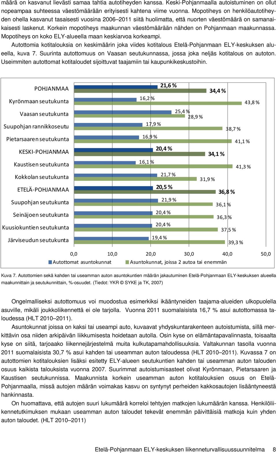 Korkein mopotiheys maakunnan väestömäärään nähden on Pohjanmaan maakunnassa. Mopotiheys on koko ELY-alueella maan keskiarvoa korkeampi.