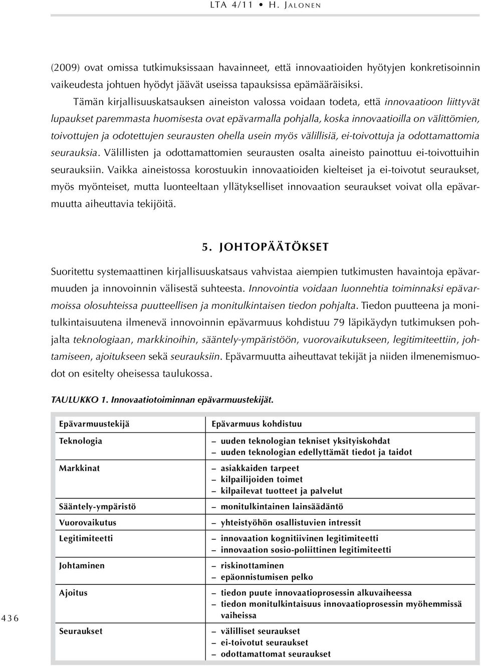 ja odotettujen seurausten ohella usein myös välillisiä, ei-toivottuja ja odottamattomia seurauksia. Välillisten ja odottamattomien seurausten osalta aineisto painottuu ei-toivottuihin seurauksiin.