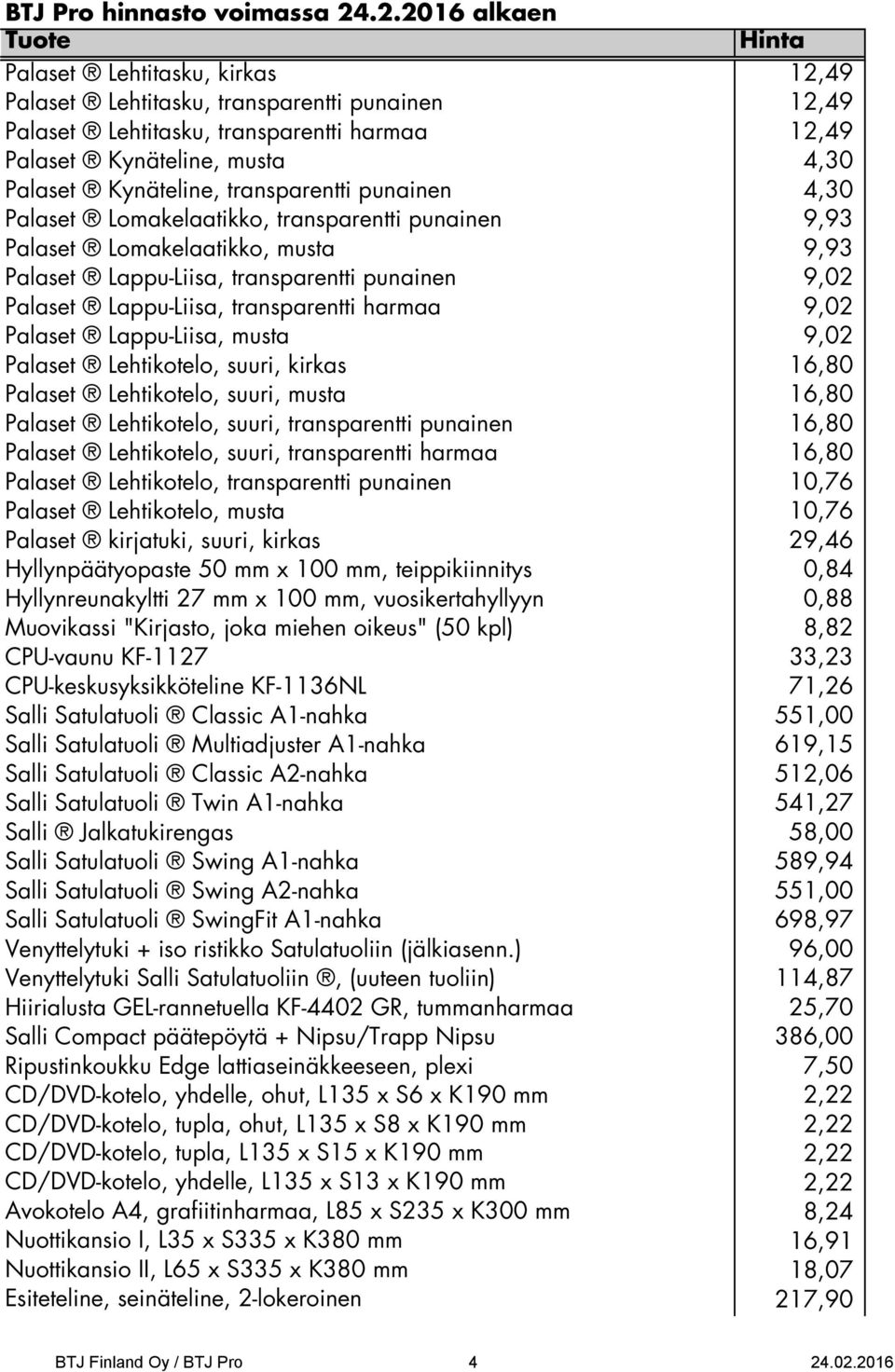 Palaset Lappu-Liisa, musta 9,02 Palaset Lehtikotelo, suuri, kirkas 16,80 Palaset Lehtikotelo, suuri, musta 16,80 Palaset Lehtikotelo, suuri, transparentti punainen 16,80 Palaset Lehtikotelo, suuri,