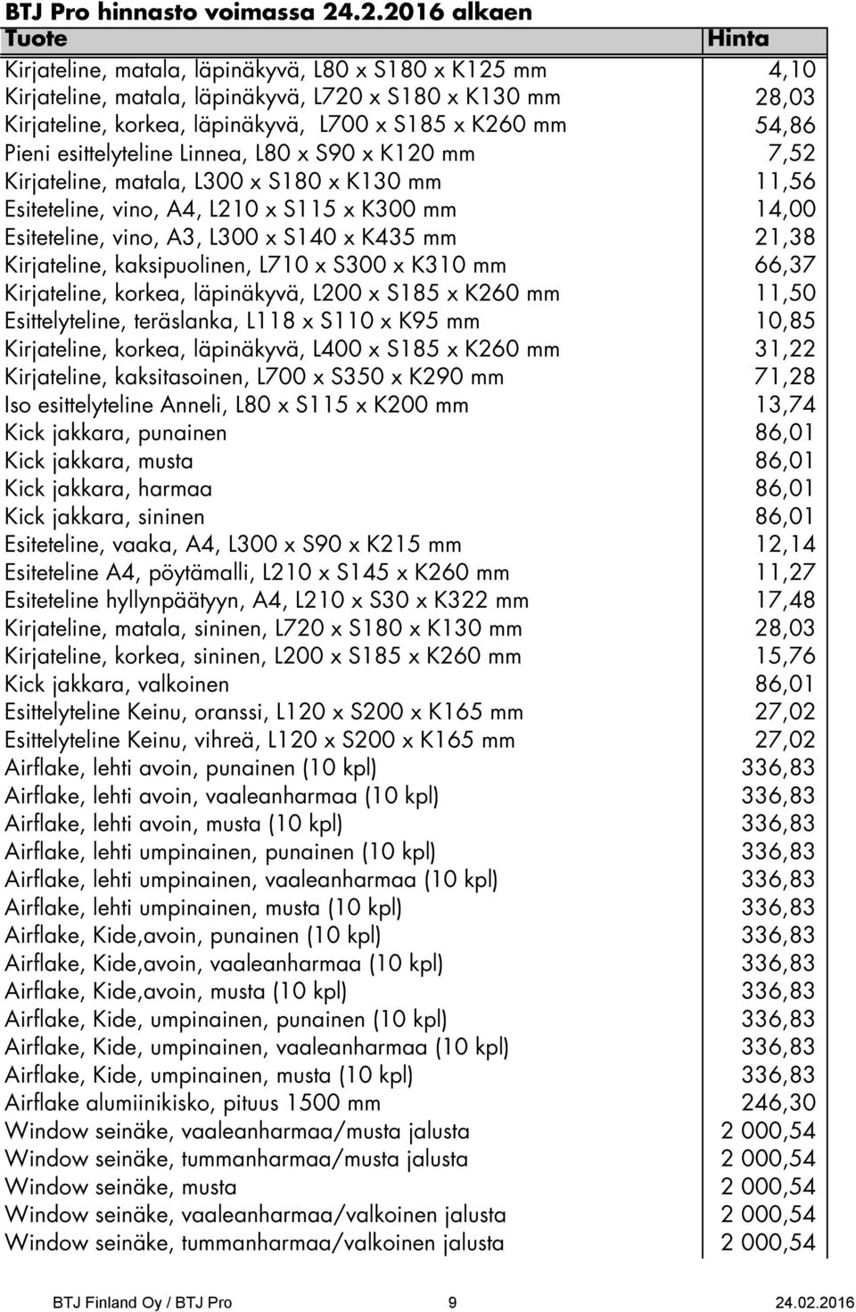 Kirjateline, kaksipuolinen, L710 x S300 x K310 mm 66,37 Kirjateline, korkea, läpinäkyvä, L200 x S185 x K260 mm 11,50 Esittelyteline, teräslanka, L118 x S110 x K95 mm 10,85 Kirjateline, korkea,