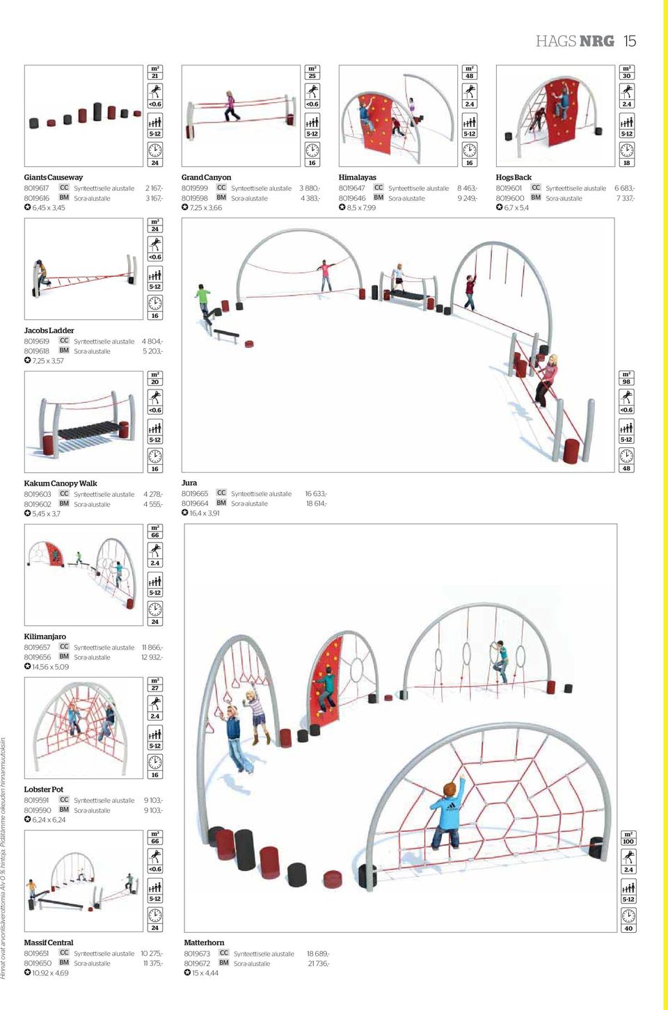 7,25 x 3,66 Himalayas 809647 CC Synteettiselle alustalle 8 463,- 809646 BM Sora-alustalle 9 249,- 8,5 x 7,99 Hogs Back 80960 CC Synteettiselle alustalle 6 683,- 809600 BM Sora-alustalle 7 337,- 6,7 x