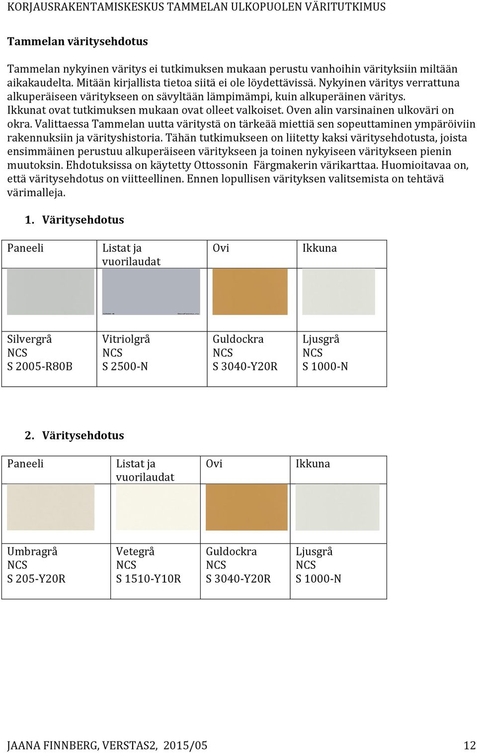 Valittaessa Tammelan uutta väritystä on tärkeää miettiä sen sopeuttaminen ympäröiviin rakennuksiin ja värityshistoria.