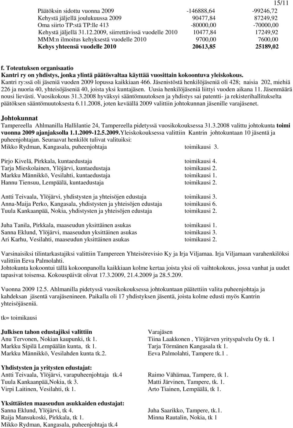 Toteutuksen organisaatio Kantri ry on yhdistys, jonka ylintä päätösvaltaa käyttää vuosittain kokoontuva yleiskokous. Kantri ry:ssä oli jäseniä vuoden 2009 lopussa kaikkiaan 466.