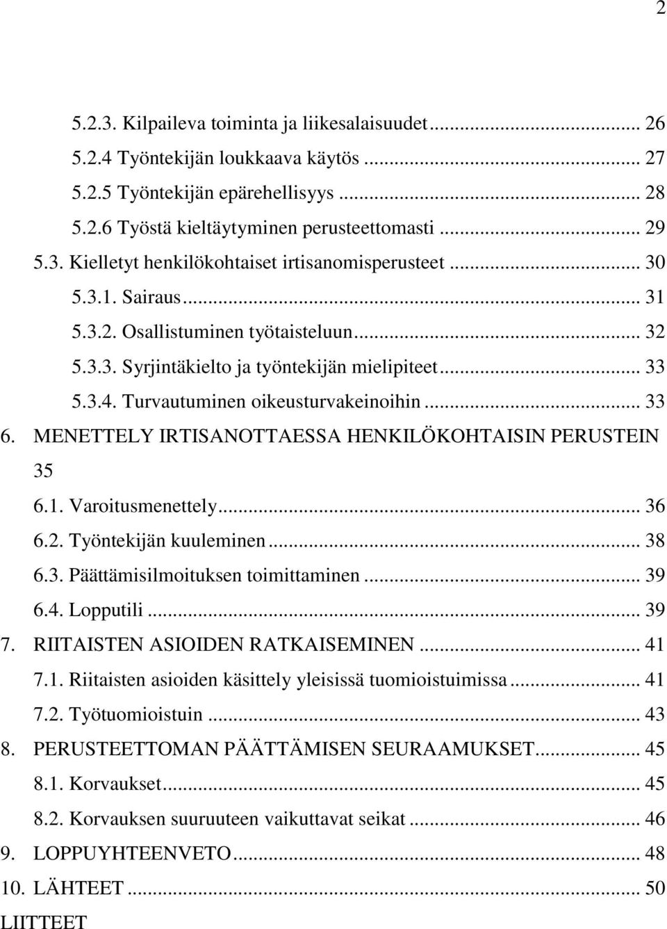 MENETTELY IRTISANOTTAESSA HENKILÖKOHTAISIN PERUSTEIN 35 6.1. Varoitusmenettely... 36 6.2. Työntekijän kuuleminen... 38 6.3. Päättämisilmoituksen toimittaminen... 39 6.4. Lopputili... 39 7.