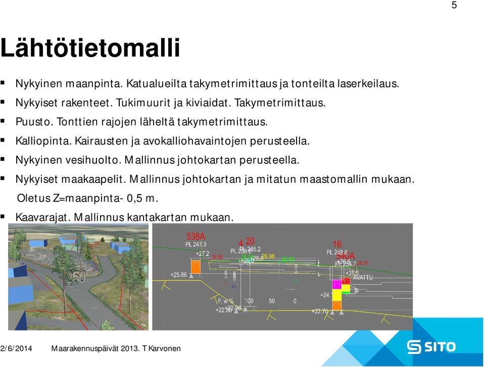 Kairausten ja avokalliohavaintojen perusteella. Nykyinen vesihuolto. Mallinnus johtokartan perusteella.