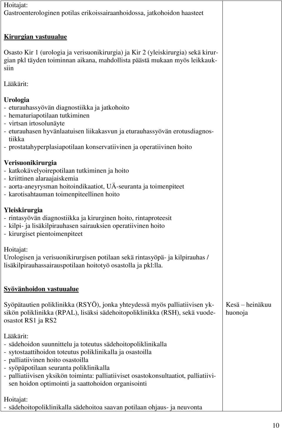 hyvänlaatuisen liikakasvun ja eturauhassyövän erotusdiagnostiikka - prostatahyperplasiapotilaan konservatiivinen ja operatiivinen hoito Verisuonikirurgia - katkokävelyoirepotilaan tutkiminen ja hoito