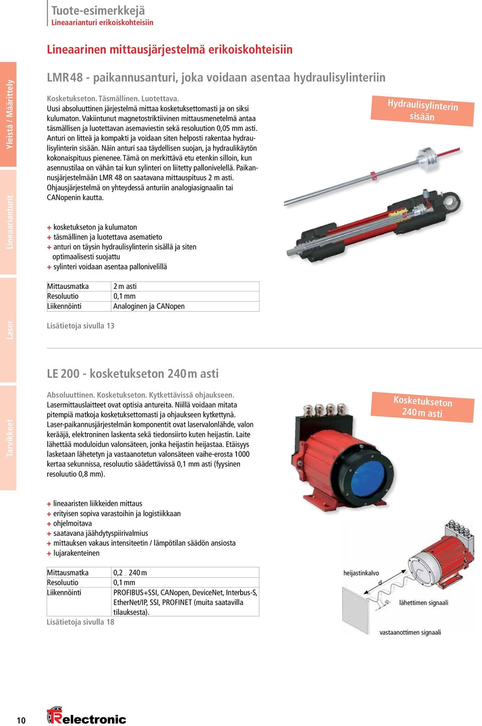Vakiintunut magnetostriktiivinen mittausmenetelmä antaa täsmällisen ja luotettavan asemaviestin sekä resoluution 0,05 mm asti.