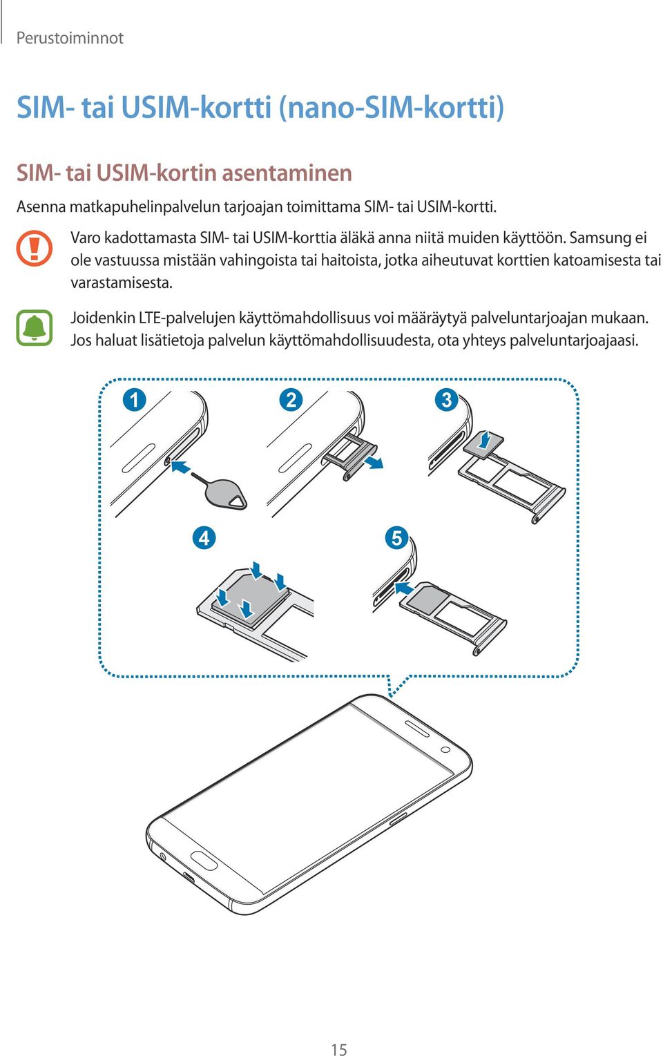 Samsung ei ole vastuussa mistään vahingoista tai haitoista, jotka aiheutuvat korttien katoamisesta tai varastamisesta.