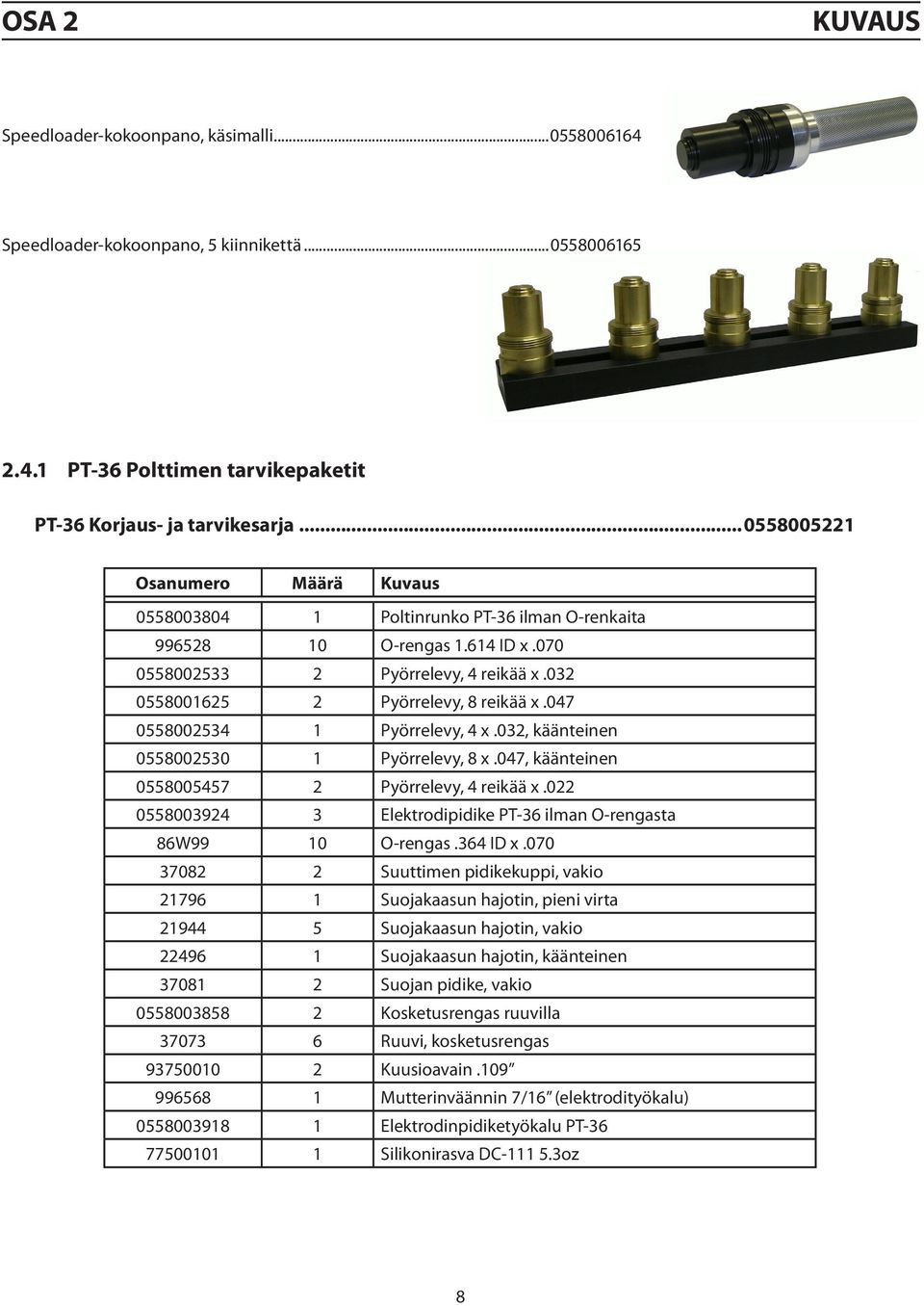 047 0558002534 1 Pyörrelevy, 4 x.032, käänteinen 0558002530 1 Pyörrelevy, 8 x.047, käänteinen 0558005457 2 Pyörrelevy, 4 reikää x.