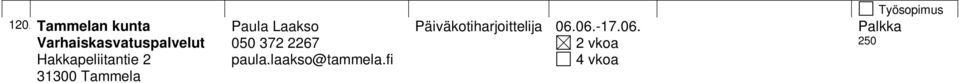 06.-17.06. Päiväkotiharjoittelija 06.06.-17.06. Päiväkotiharjoittelija 20.06.-01.07. Päiväkotiharjoittelija 20.06.-01.07. Päiväkotiharjoittelija 20.06.-01.07. Päiväkotiharjoittelija 20.06.-01.07. Päiväkotiharjoittelija 01.