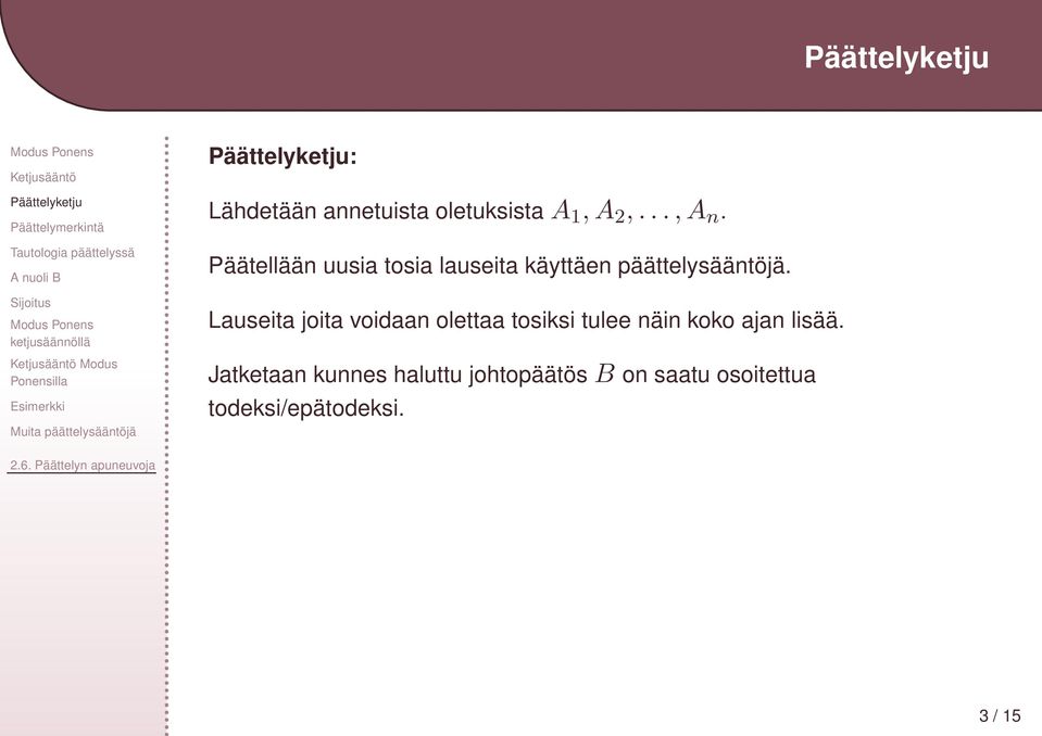 Lauseita joita voidaan olettaa tosiksi tulee näin koko ajan lisää.