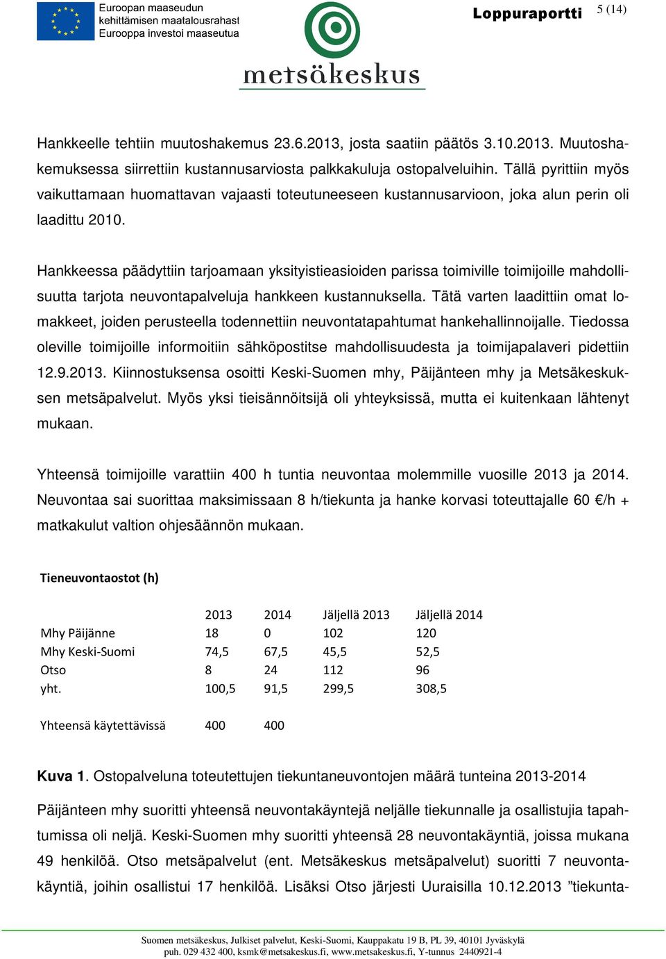 Hankkeessa päädyttiin tarjoamaan yksityistieasioiden parissa toimiville toimijoille mahdollisuutta tarjota neuvontapalveluja hankkeen kustannuksella.