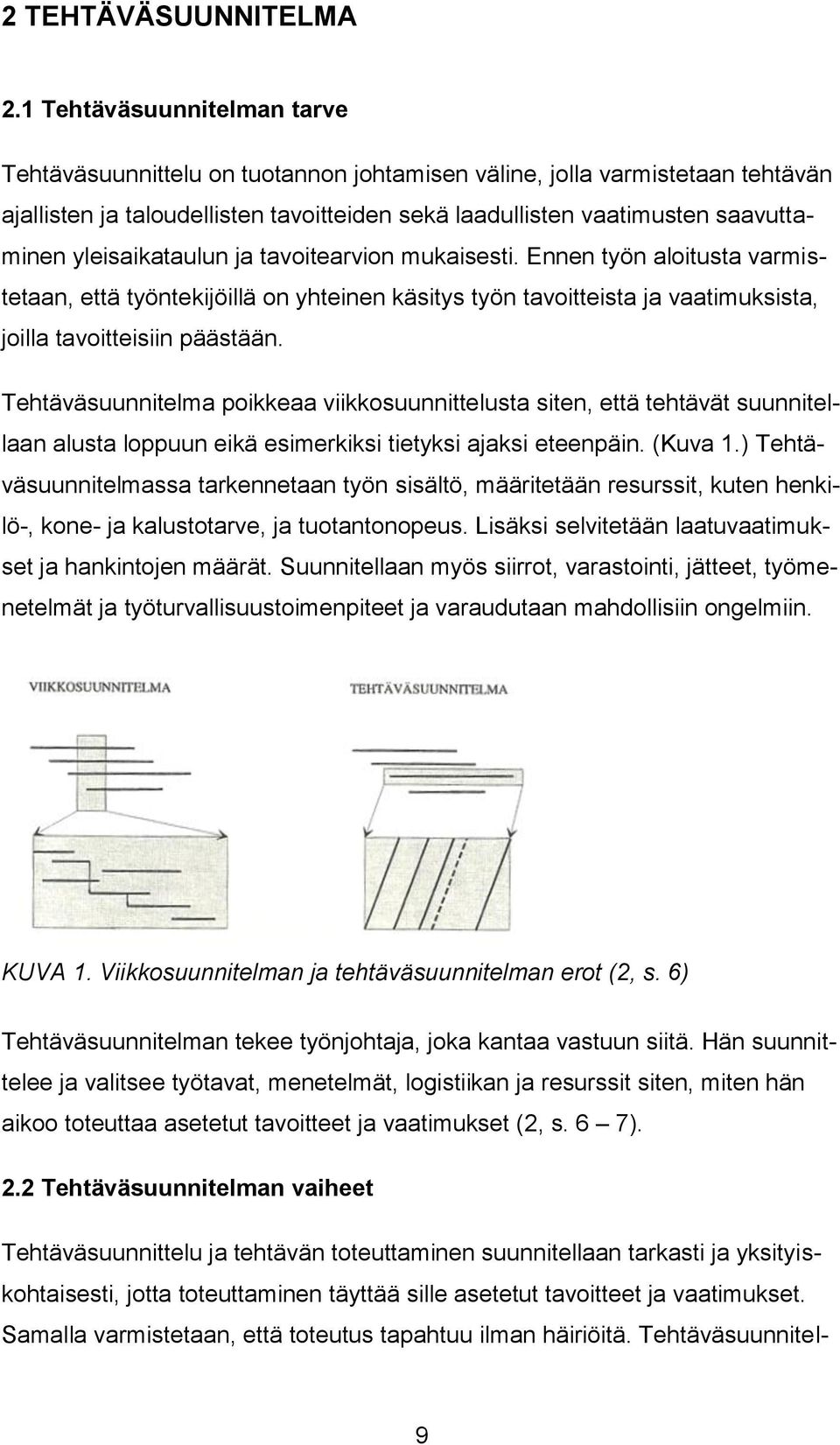 yleisaikataulun ja tavoitearvion mukaisesti. Ennen työn aloitusta varmistetaan, että työntekijöillä on yhteinen käsitys työn tavoitteista ja vaatimuksista, joilla tavoitteisiin päästään.