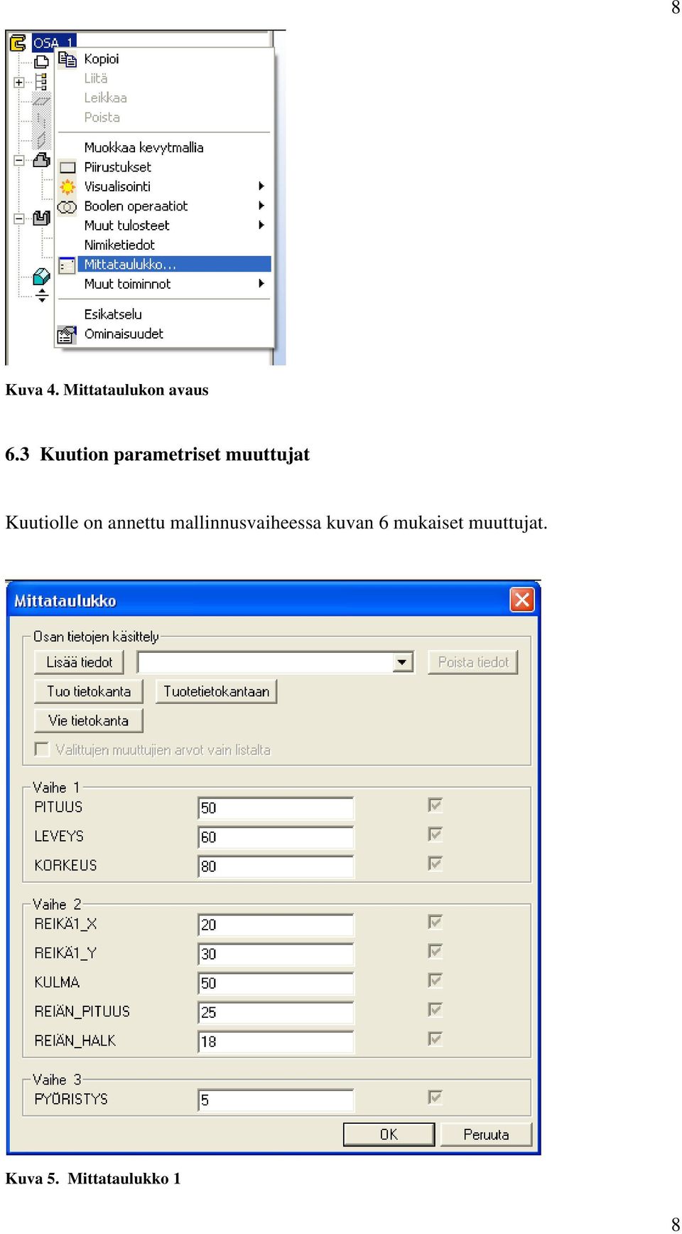 Kuutiolle on annettu mallinnusvaiheessa