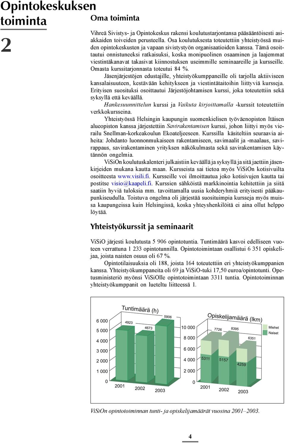 Tämä osoittautui onnistuneeksi ratkaisuksi, koska monipuolinen osaaminen ja laajemmat viestintäkanavat takasivat kiinnostuksen useimmille seminaareille ja kursseille.