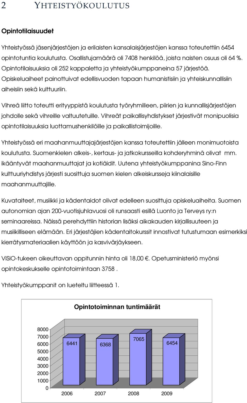 Opiskeluaiheet painottuivat edellisvuoden tapaan humanistisiin ja yhteiskunnallisiin aiheisiin sekä kulttuuriin.