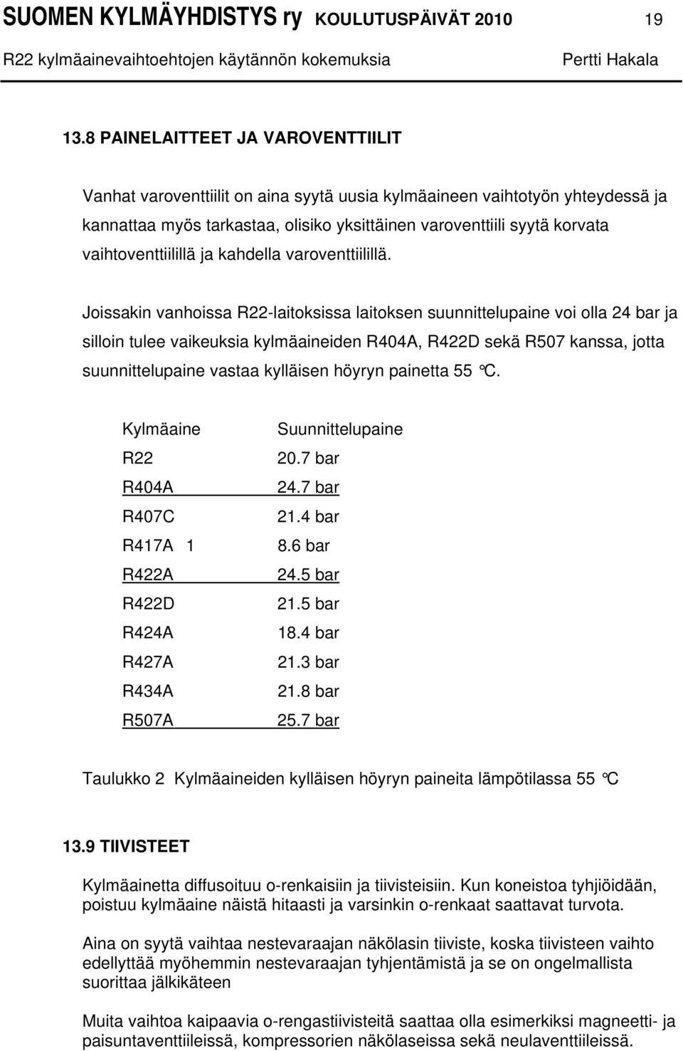 vaihtoventtiilillä ja kahdella varoventtiilillä.