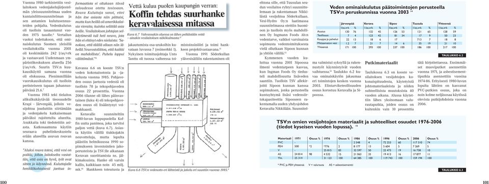 6 Vertailun vuoksi todettakoon, että ominaiskulutus Suomen yleisillä vesilaitoksilla vuonna 2001 oli keskimäärin 242 l/as/vrk ja vastaavasti Uudenmaan ympäristökeskuksen alueella 256 l/as/vrk.