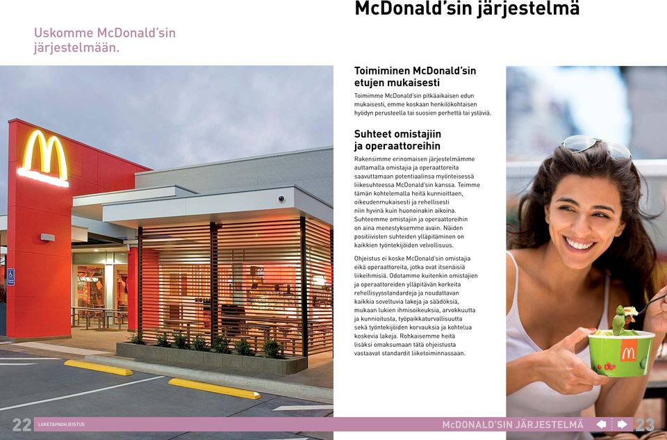 ystäviä. Suhteet omistajiin ja operaattoreihin Rakensimme erinomaisen järjestelmämme auttamalla omistajia ja operaattoreita saavuttamaan potentiaalinsa myönteisessä liikesuhteessa McDonald sin kanssa.