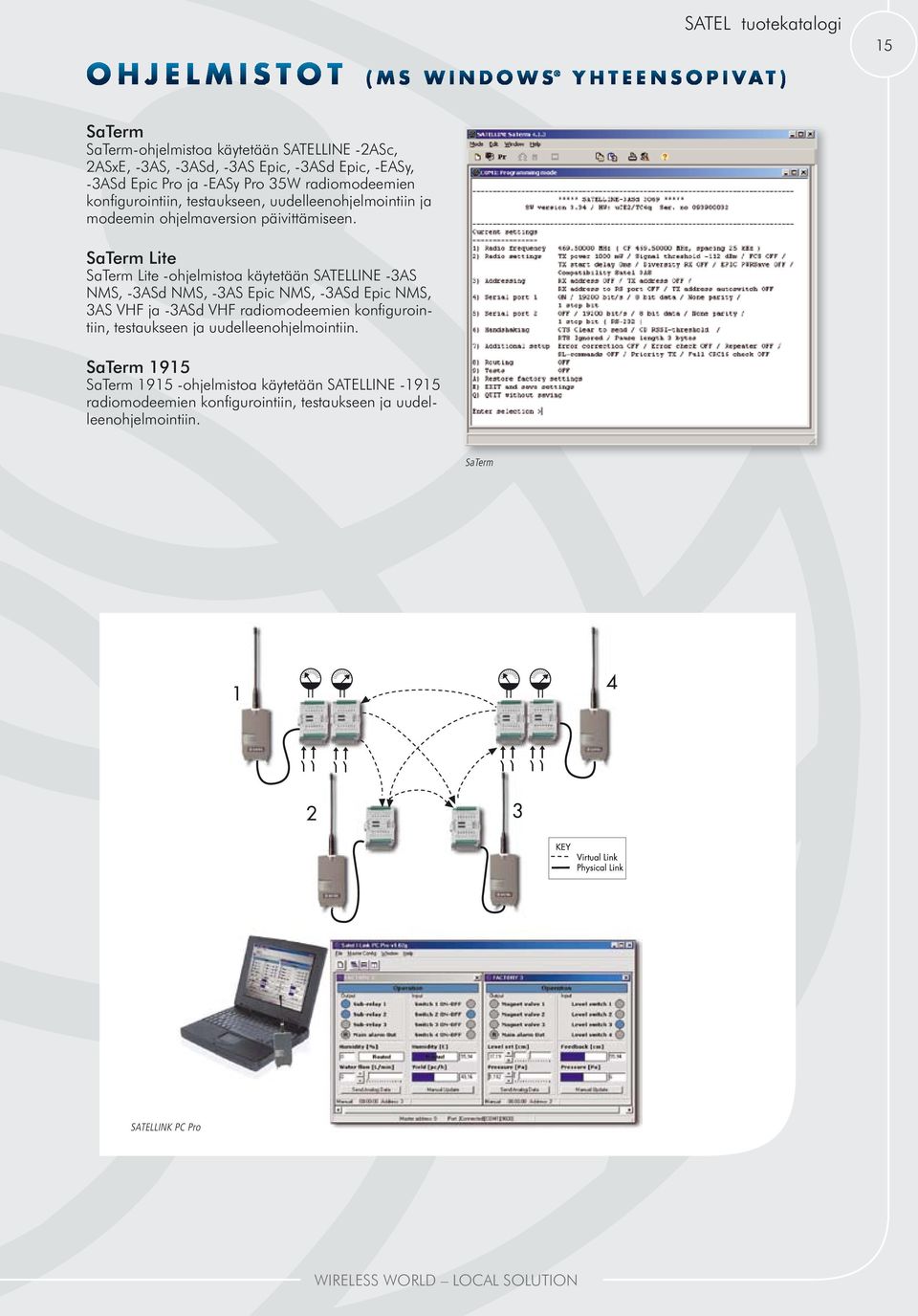 SaTerm Lite SaTerm Lite -ohjelmistoa käytetään SATELLINE -3AS NMS, -3ASd NMS, -3AS Epic NMS, -3ASd Epic NMS, 3AS VHF ja -3ASd VHF radiomodeemien konfigurointiin,