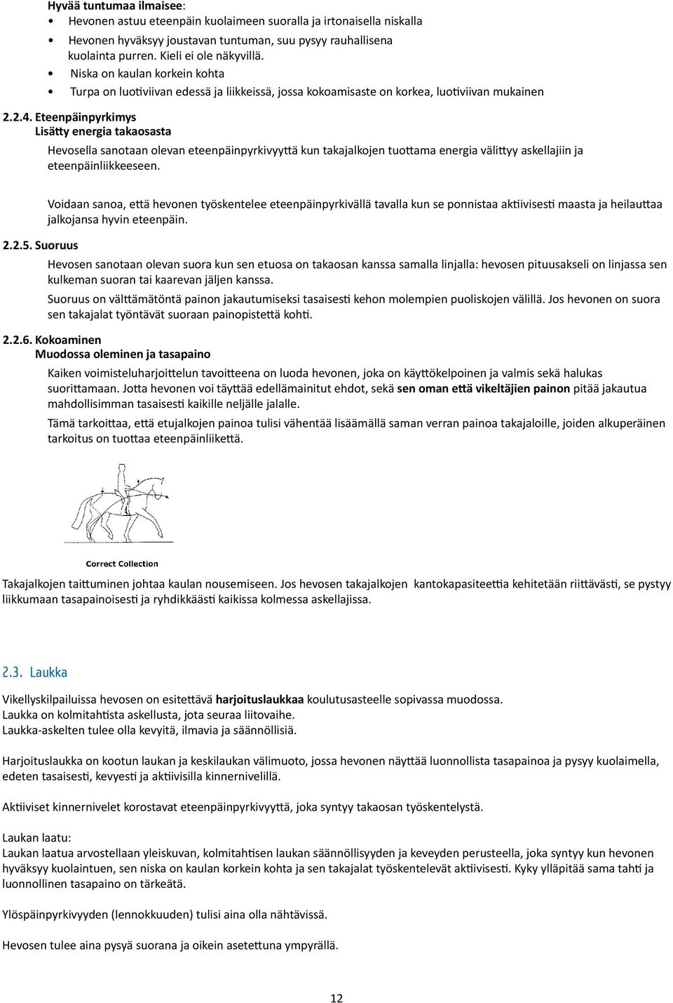 Eteenpäinpyrkimys Lisätty energia takaosasta Hevosella sanotaan olevan eteenpäinpyrkivyyttä kun takajalkojen tuottama energia välittyy askellajiin ja eteenpäinliikkeeseen.