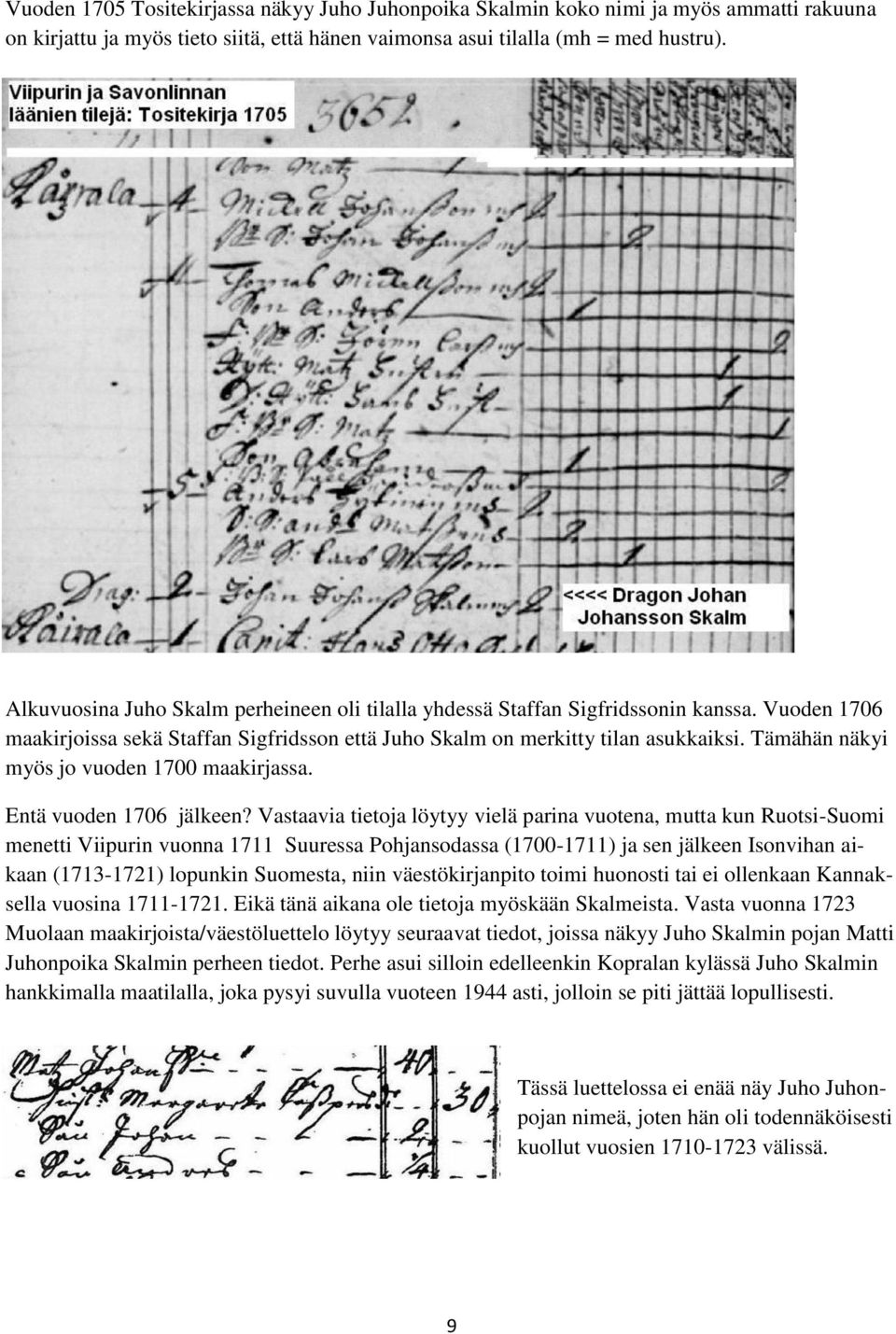 Tämähän näkyi myös jo vuoden 1700 maakirjassa. Entä vuoden 1706 jälkeen?