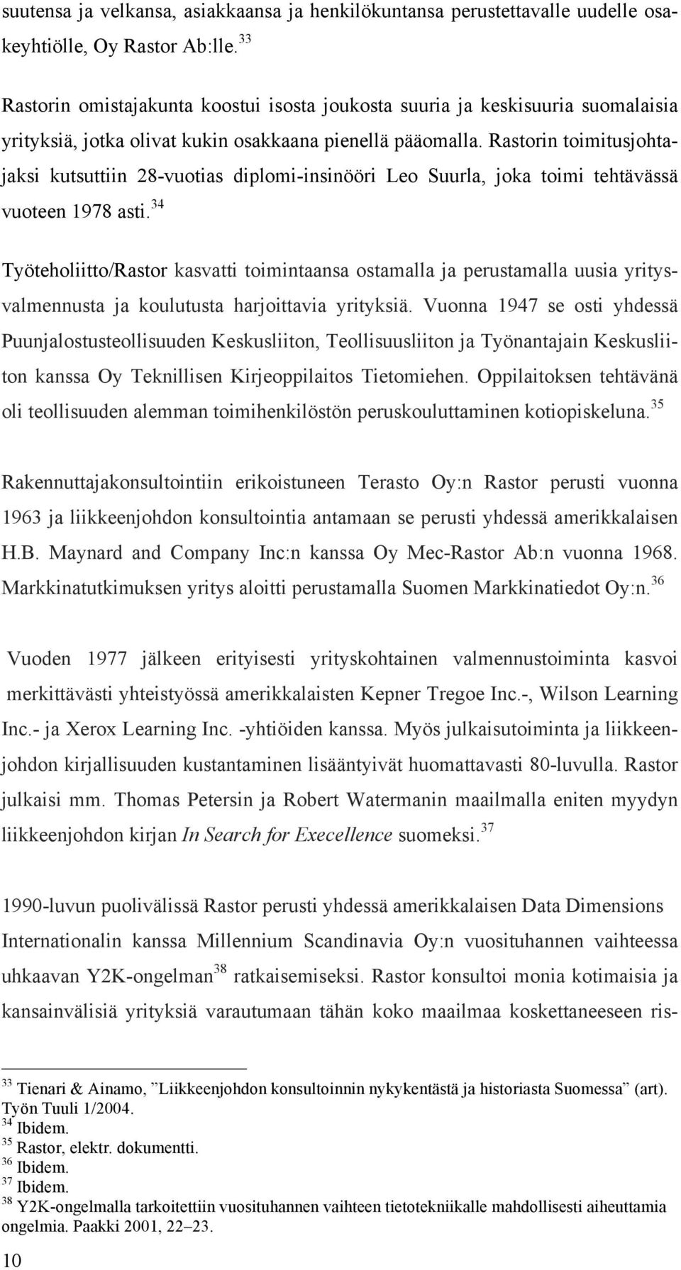 Rastorin toimitusjohtajaksi kutsuttiin 28-vuotias diplomi-insinööri Leo Suurla, joka toimi tehtävässä vuoteen 1978 asti.