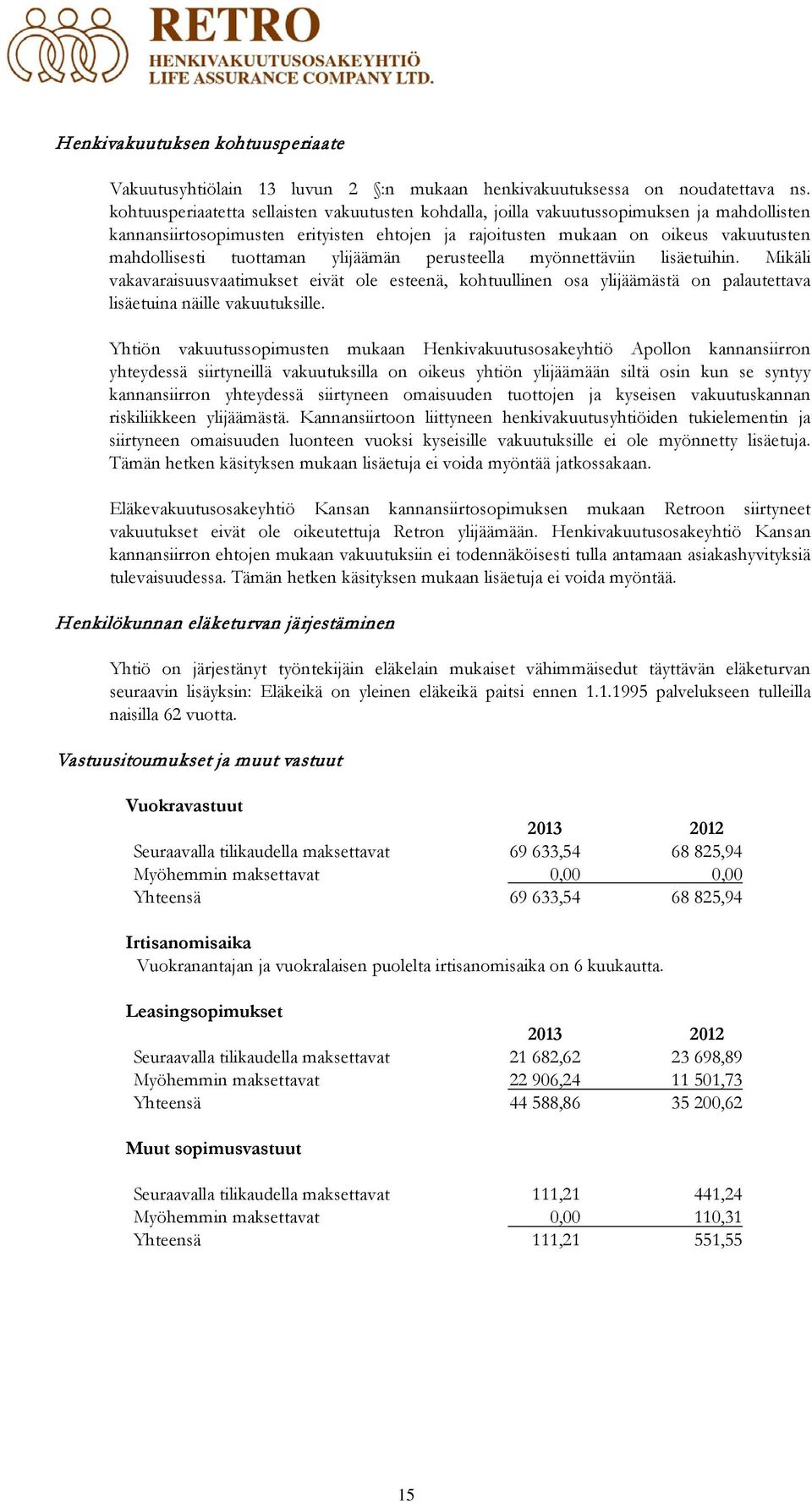 tuottaman ylijäämän perusteella myönnettäviin lisäetuihin. Mikäli vakavaraisuusvaatimukset eivät ole esteenä, kohtuullinen osa ylijäämästä on palautettava lisäetuina näille vakuutuksille.