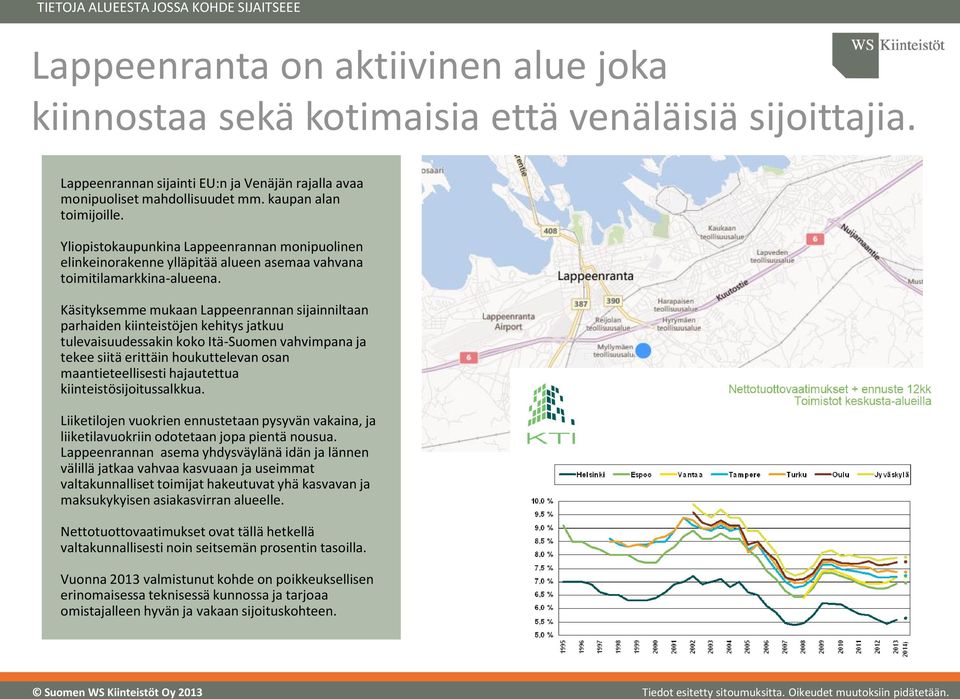 Yliopistokaupunkina Lappeenrannan monipuolinen elinkeinorakenne ylläpitää alueen asemaa vahvana toimitilamarkkina-alueena.