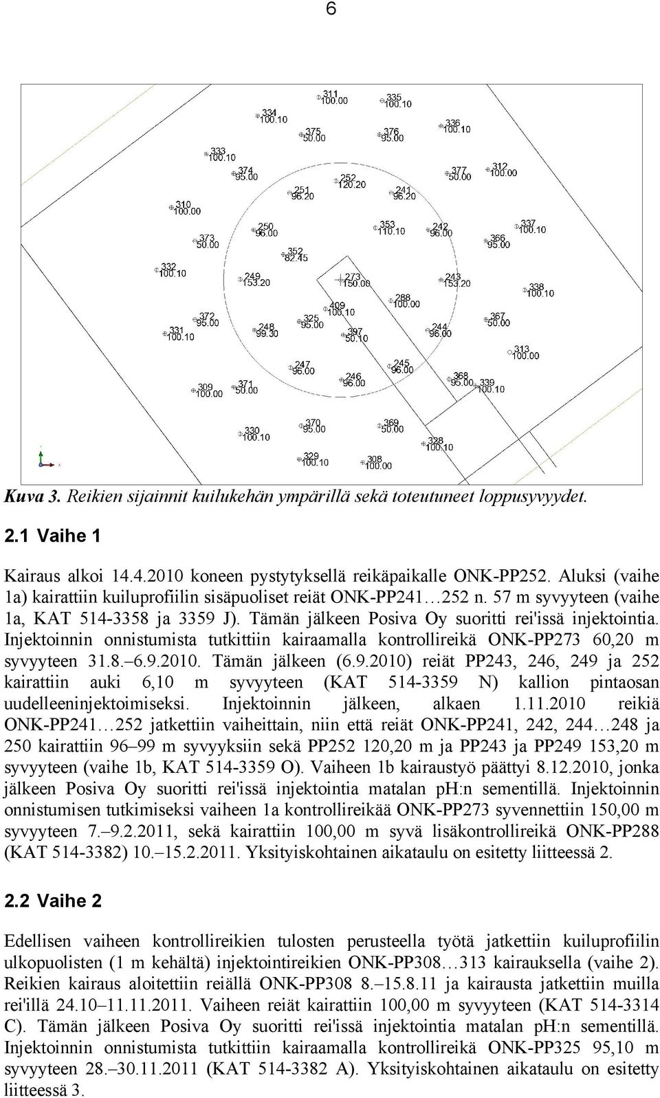 Injektoinnin onnistumista tutkittiin kairaamalla kontrollireikä ONK-PP273 60,20 m syvyyteen 31.8. 6.9.