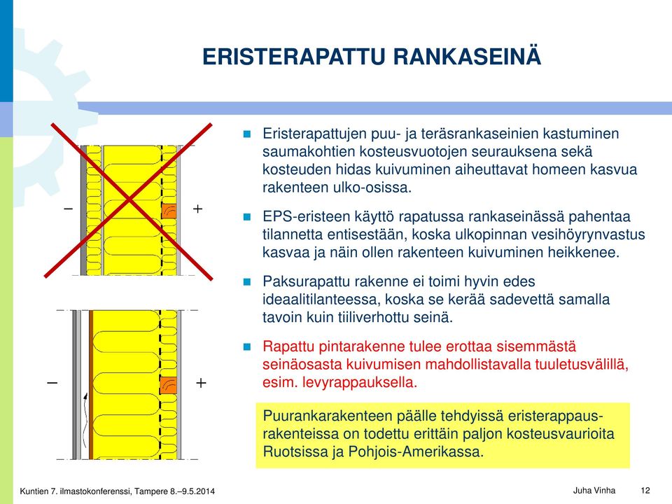 Paksurapattu rakenne ei toimi hyvin edes ideaalitilanteessa, koska se kerää sadevettä samalla tavoin kuin tiiliverhottu seinä.