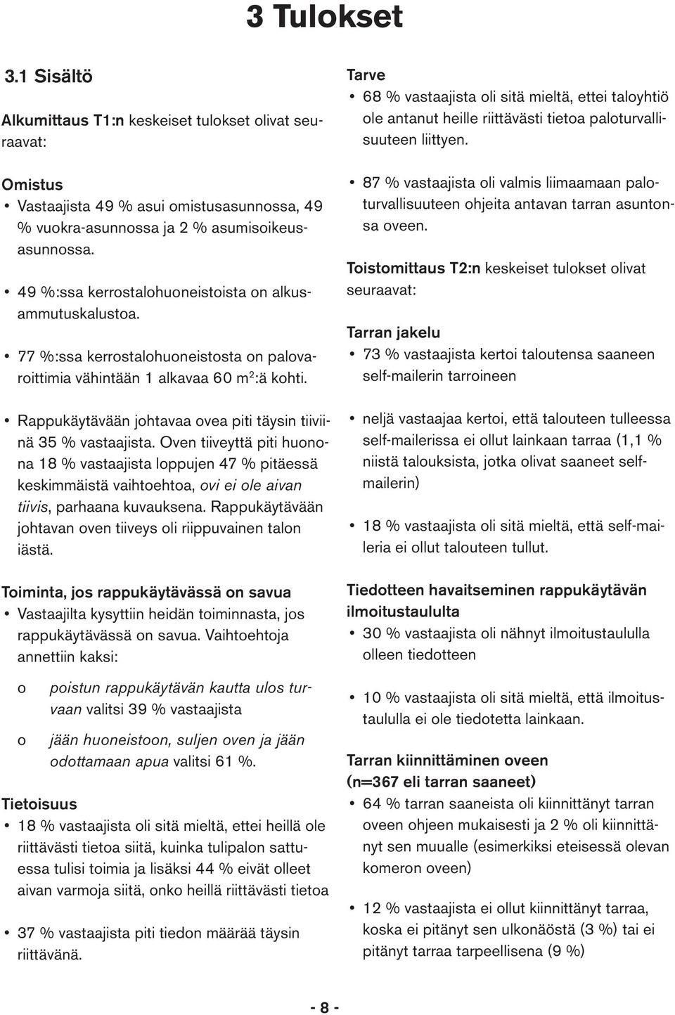 Rappukäytävään johtavaa ovea piti täysin tiiviinä 35 % vastaajista.