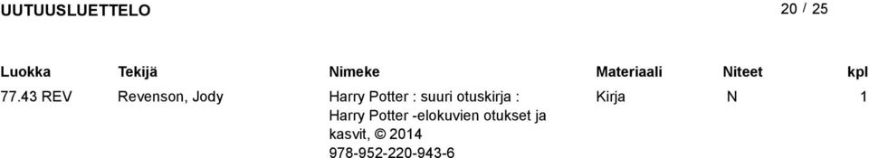 43 REV Revenson, Jody Harry Potter : suuri