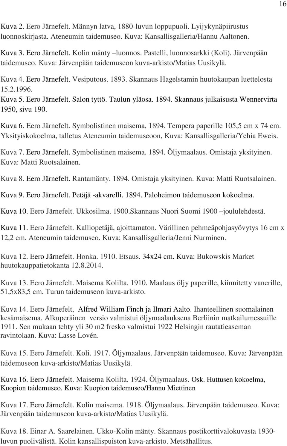 Skannaus Hagelstamin huutokaupan luettelosta 15.2.1996. Kuva 5. Eero Järnefelt. Salon tyttö. Taulun yläosa. 1894. Skannaus julkaisusta Wennervirta 1950, sivu 190. Kuva 6. Eero Järnefelt. Symbolistinen maisema, 1894.