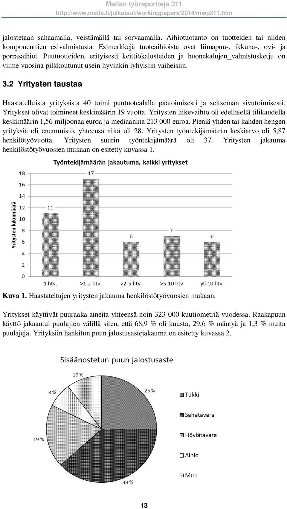 2 Yritysten taustaa Haastatelluista yrityksistä 40 toimi puutuotealalla päätoimisesti ja seitsemän sivutoimisesti. Yritykset olivat toimineet keskimäärin 19 vuotta.