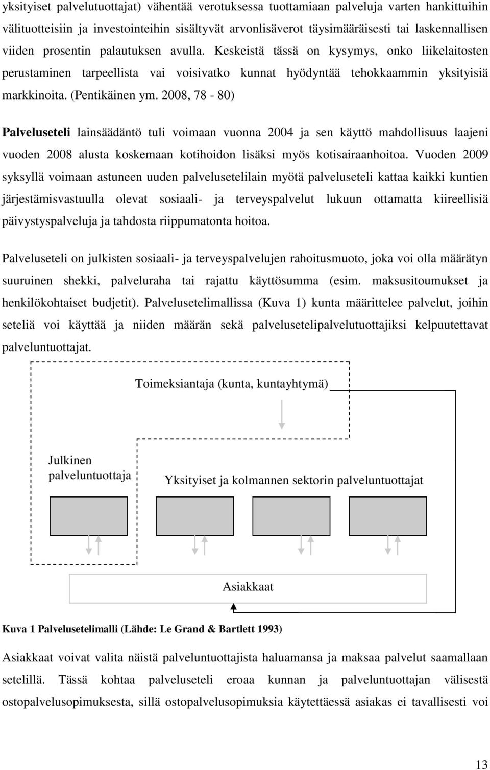 2008, 78-80) Palveluseteli lainsäädäntö tuli voimaan vuonna 2004 ja sen käyttö mahdollisuus laajeni vuoden 2008 alusta koskemaan kotihoidon lisäksi myös kotisairaanhoitoa.